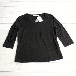 Taylor Brooke Vintage Women's Casual Black Top Size Med 3/4 Sleeve V Neck